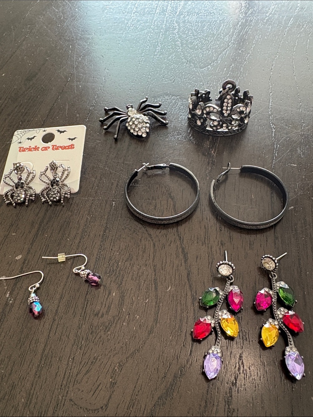 Mixed Costume Jewelry Set with Multicolor Crystal Drop Earrings